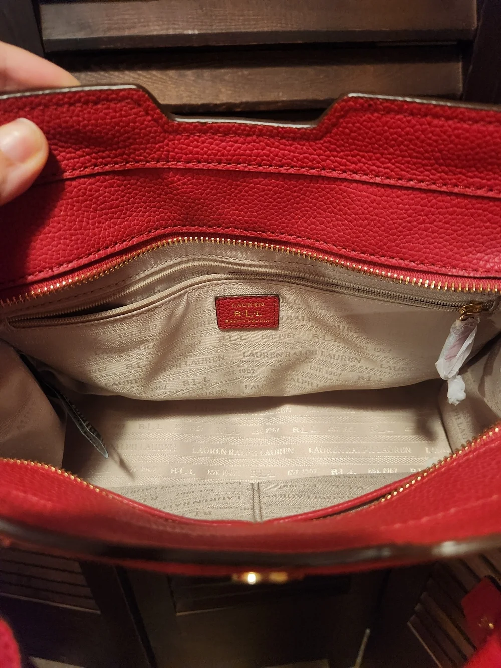 Ralph Lauren Red Leather Satchel - Structured Top-Handle Bag